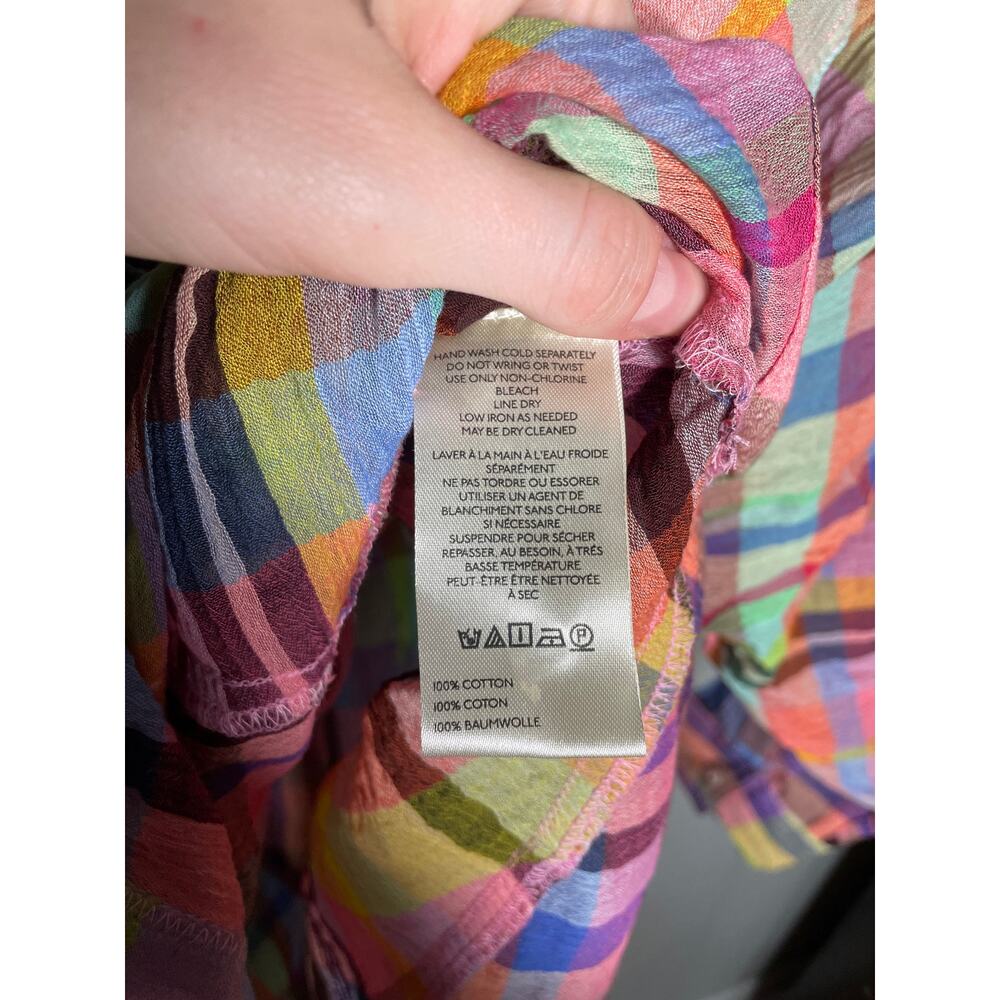 NEW Pilcro Mixed Madras Plaid Oversized Shirt XXS/XS Long Sleeve Button-Down - Picture 10 of 10
